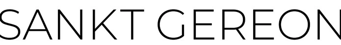 Schwarz-weißer Schriftzug 'Sankt Gereon' in moderner, klarer Typografie vor weißem Hintergrund.